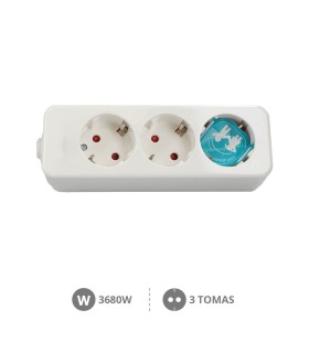 BASE MULTIPLE 3 TOMAS SIN INTERRUPTOR SIN CABLE