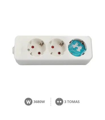 BASE MULTIPLE 3 TOMAS SIN INTERRUPTOR SIN CABLE