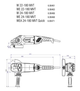AMOLADORA 2200W-Ø180 HOMBRE-MUERTO W 22-180 MVT (ANGULAR)