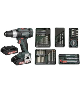 KIT TALADRO BAT. PERC. 18V METABO 2 BAT 2,0AH SB18L+ 79 ACCESORIOS