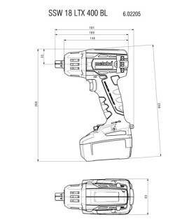 LLAVE IMPACTO METABO SSW18-LTX-BL 400Nm C/2 BAT 18V-4Ah