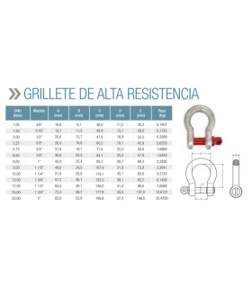 GRILLETE LIRA ALTA RESISTENCIA 12mm 2 Tn.