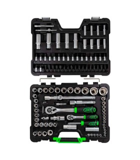 MALETA ECO-JBM LLAVES VASOS 108 PCS 1/2"+ 1/4"