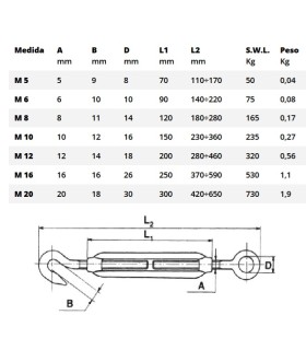 TENSOR GANCHO-ANILLA INOX M5
