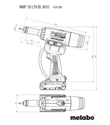 PISTOLA REMACHADORA DE TUERCAS NMP 18 LTX BL M10