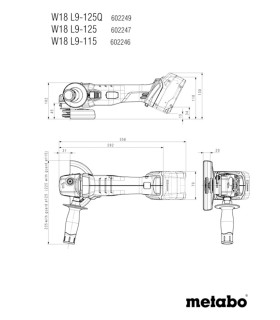 MINI RADIAL BATERIA 125MM  W18L-9-125 SIN BATERIA SOLO CARCASA METABO