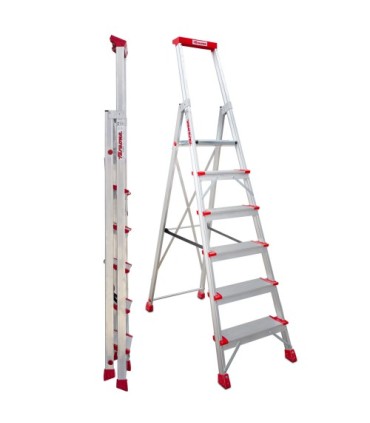 ESCALERA GAYNER ALUM.TIJERA 6 Peld+Barand