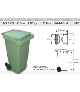 CONTENEDOR 120LT.C/RUEDAS S/PEDAL TODO COLOR MARRON