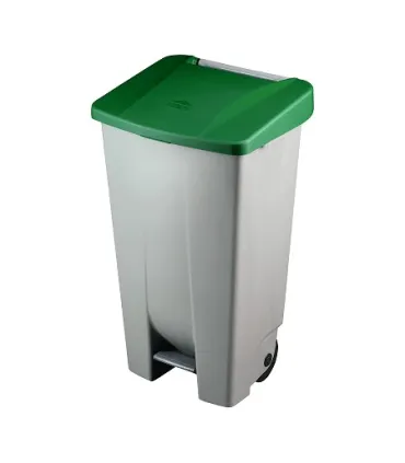 CONTENEDOR 120L C/PEDAL+RUEDAS TAPA VERDE