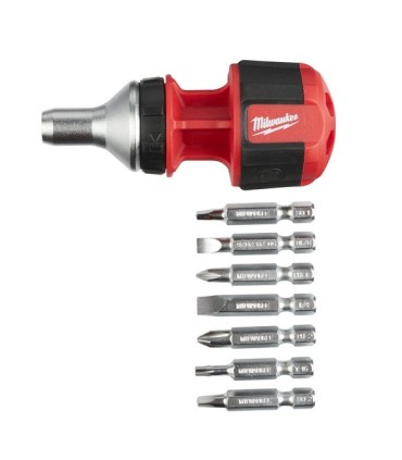 DESTORNILLADOR CORTO CARRACA HEX 1/4 +7 PUNTAS MILWAKEE