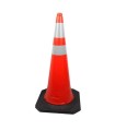CONO SEÑAL PVC  CON 1 O 2 REFLECTANTES 50cm BASE GOMA NEGRA
