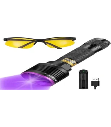 LINTERNA 3 LEDS 10W LUZ ULTAVIOLETA P/INSPECCION RECARGABLE
