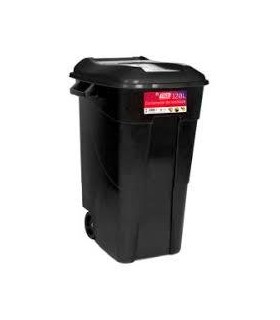 CONTENEDOR RESIDUOS 120L NEGRO + TAPA NEGRA SIN PEDAL