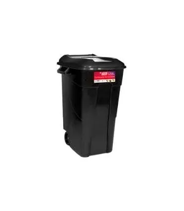 CONTENEDOR RESIDUOS 120L NEGRO + TAPA NEGRA SIN PEDAL