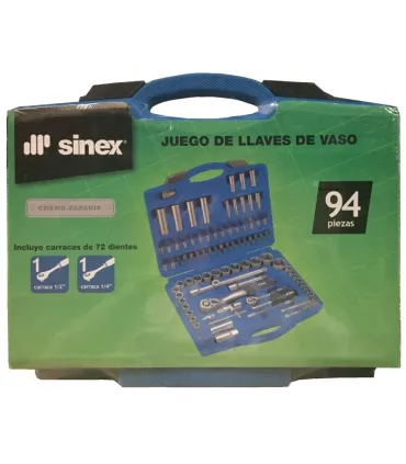 MALETA 94 pcs VASOS SINEX 1/2"+ 1/4" Carracas 72 dientes