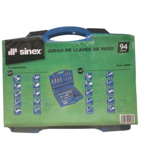 MALETA 94 pcs VASOS SINEX 1/2"+ 1/4" Carracas 72 dientes