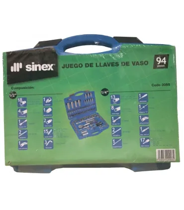 MALETA 94 pcs VASOS SINEX 1/2"+ 1/4" Carracas 72 dientes