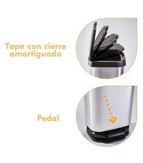 CUBO/ PAPELERA INOX 40 LTS. PEDAL+TAPA