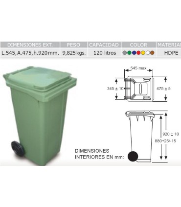 CONTENEDOR 120LT. C/RUEDAS S/PEDAL TODO COLOR AZUL
