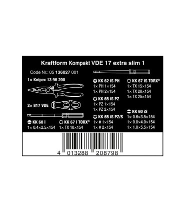 KIT WERA ELECTRICISTAS 15 PIEZAS, 15 DESTORNILLADORES+ALICATE KNIPEX MULTI