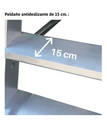 ESCALERA ALUMINIO ALMACEN 8 PELDAÑOS ALT. TRABAJO 3,74Mt. PLEGABLE