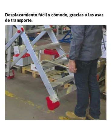 ESCALERA ALUMINIO ALMACEN 8 PELDAÑOS ALT. TRABAJO 3,74Mt. PLEGABLE
