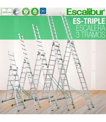 ESCALERA ALUM. TRANSFORMABLE 3Tramos 7+7+7 Ext. 4,50Mt