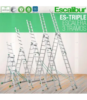 ESCALERA ALUMINIO TRANSF.3 TRAMOS 10+10+10 PELDAÑOS
