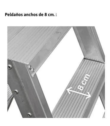 ESCALERA TIJERA DOBLE 8+8 PELDAÑOS ANCHO ALTURA: TJO 3,0M PLEG 1,90MT
