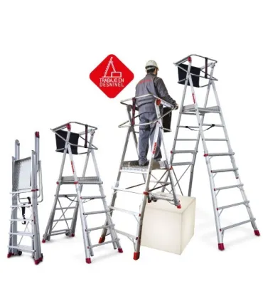 ESCALERA PLS-5 5 PELDAÑOS, PLATAFORMA REGULABLE EN ALTURA