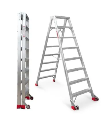 ESCALERA TIJERA DOBLE 7+7 PELDAÑOS ANCHO ALTURA: TJO 2,8M PLEG 1,7MT