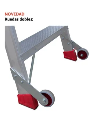 ESCALERA TIJERA DOBLE 9+9 PELDAÑOS ANCHO ALTURA: TJO 3,2M PLEG 2,1MT