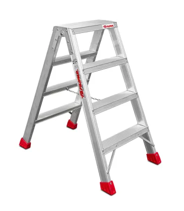 ESCALERA TIJERA DOBLE ALUM. 4+4 PELDAÑOS ANCHO ALTURA: TJO 2,5M PLEG 0,86MT