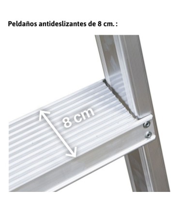 ESCALERA TIJERA DOBLE ALUM. 4+4 PELDAÑOS ANCHO ALTURA: TJO 2,5M PLEG 0,86MT