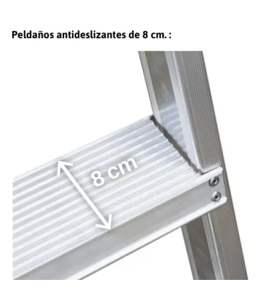 ESCALERA TIJERA DOBLE ALUM. 4+4 PELDAÑOS ANCHO ALTURA: TJO 2,5M PLEG 0,86MT