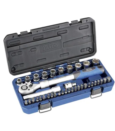 JUEGO VASOS 1/2" COMPACTO, PUNTAS Y CARRACA EXTENSIBLE. 38 PIEZAS