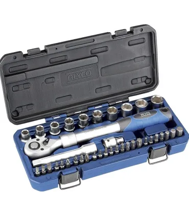 JUEGO VASOS 1/2" COMPACTO, PUNTAS Y CARRACA EXTENSIBLE. 38 PIEZAS