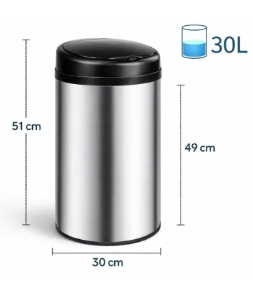 CUBO/ PAPELERA INOX 50 LTS APERTURA AUTOMATICA