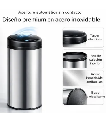 CUBO/ PAPELERA INOX 50 LTS APERTURA AUTOMATICA