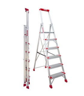 ESCALERA FARAONE ALUM.TIJERA 5 Peld.+ Bandeja