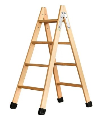 ESCALERA 4 PELD.TIJERA MADERA 1m C/TACOS