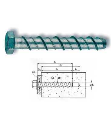TORNILLO TACO DIRECTO HORMIGON M7,5X60  Broca Ø6mm