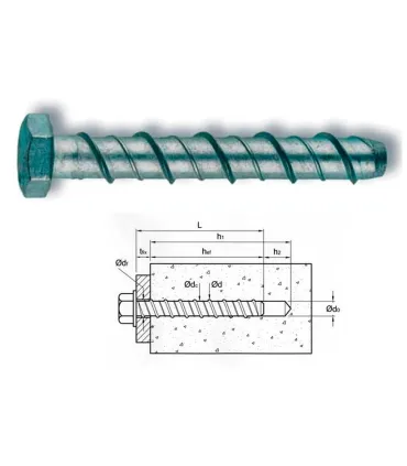 TORNILLO TACO DIRECTO HORMIGON M7,5X60  Broca Ø6mm