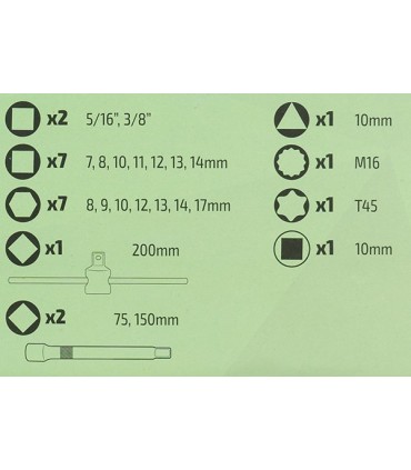 JUEGO 23 LLAVES PARA CARTER JBM 3/8"