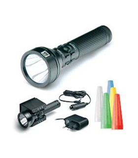 LINTERNA RECARGABLE LED PROFESIONAL C/SOPORTE+CONO SEÑALIZACION AMARILLO