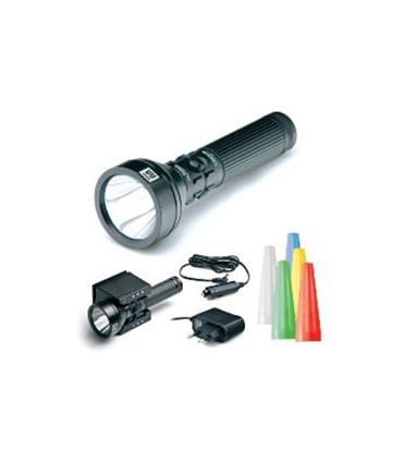 LINTERNA RECARGABLE LED PROFESIONAL C/SOPORTE+CONO SEÑALIZACION AMARILLO