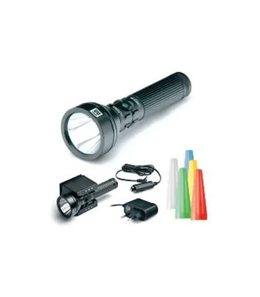 LINTERNA RECARGABLE LED PROFESIONAL C/SOPORTE+CONO SEÑALIZACION AMARILLO