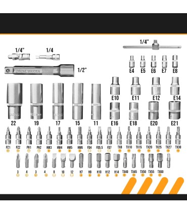 MALETA 94 pcs VASOS METAL WORKS 1/2"+ 1/4"