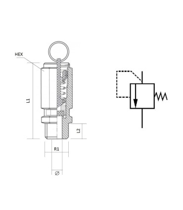 VALVULA SEGURIDAD 1/2" TARADA a 15 Bares/ Atms