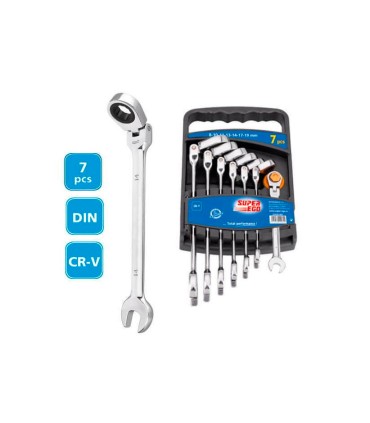 JUEGO 7 LL.MIXTA CARRACA 8 a 19mm S.EGO ARTICULABLE